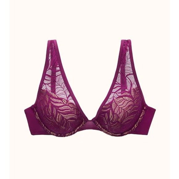 ThirdLove Feather Lace Bra Berry Crush Size 34F Purple Underwire Comfortable‎ - Picture 1 of 16